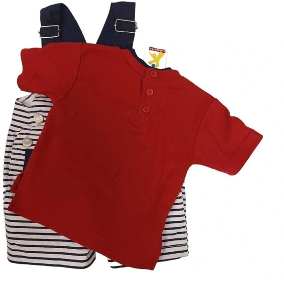 Kindergear Vintage Overalls And  Short Sleeve Top Set Size 3-6 Months - Picture 7 of 9